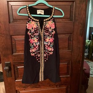 Stunning Savanna Jane Woman’s Tank Top, Embroidered Embellishments, 2X, Black